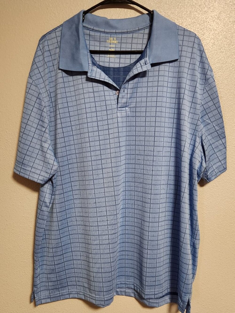 Haggar Men's XL Cool 18 Performance Collar Polo Lt Blue Excellent Condition Golf
